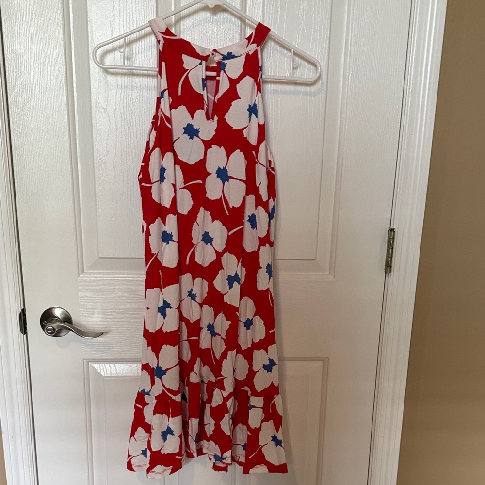 LOFT Red and White Floral Halter Dress - Picture 5 of 5